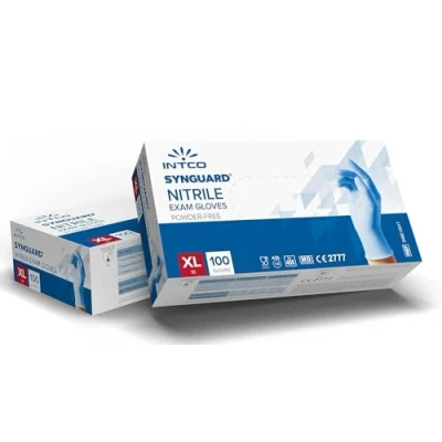 Imagen de 100 guantes de nitrilo sin polvo, látex, hipoalergénicos, certificados CE conforme a la norma EN455, para alimentos, médicos desechables (XL)