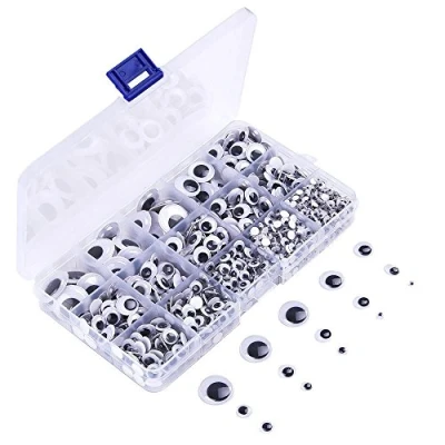 Imagen de KUUQA Autoadhesivo Ojos Adhesivos Móviles Manualidades para Muñecos Redondo 1220 Piezas
