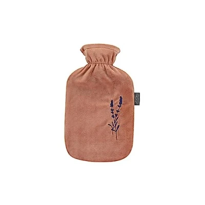 Imagen de Fashy Bolsa de agua caliente con funda flojel y bordado marrón, 2 L