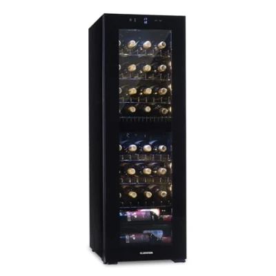 Imagen de Klarstein Vinoteca 39 Botellas, Nevera Vinos 2 Zonas Refrigeración, Expositora para Vino, Prosecco y Cerveza, Interior/Exterior, Vino Control Táctil 5 18C Jardín