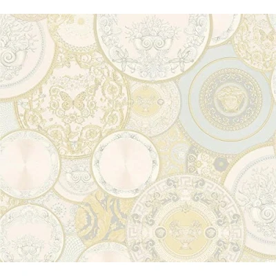 Imagen de Papel pintado Versace De Diseño tejido no 10.05 m x 0.70 Oro Plata Crema Fabricado en Alemania 349012 34901 2