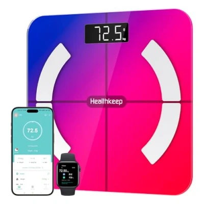 Imagen de Healthkeep Balance Báscula de equilibrio con Bluetooth (alta precisión, 13 indicadores) para Andriod e iOS Max 180 kg/400 lb/28 cm, multicolor