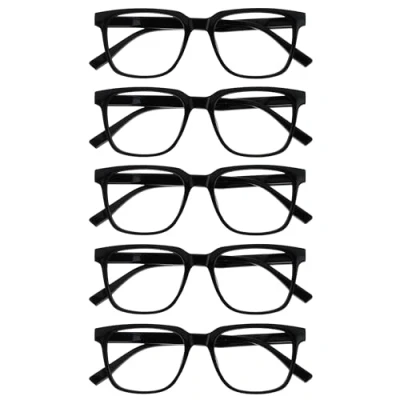 Imagen de OPULIZE LEO Gafas de Lectura Pack 5 Montura Rectangular Grande Negro Hombre Mujer Bisagras Muelle RRRRR55 1 +2.00