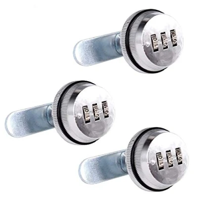 Imagen de Spotact Combinacion Cam Lock Cerraduras de Seguridad Cromo Brillante Generador Cerradura Codificada Para Caja Aleacion Zinc Gabinete (3 Pcs 2cm)