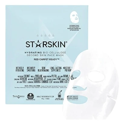 Imagen de STARSKIN Red Carpet Ready Hydrating Coconut Bio Cellulose Second skin Face Mask, Restore dewy radiance to dry, dull and dehydrated