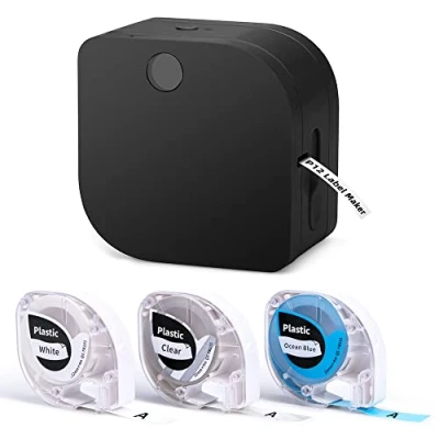 Imagen de Phomemo P12 Mini Impresora de Etiquetas Térmicas Bluetooth con 3 Rollos Etiquetas, Autoadhesivas para el Hogar, la Oficina, Etiquetadora iOS y Android Negro