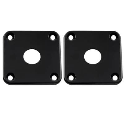 Imagen de Musiclily Pro Plástico Curvada Jack Plate Placa Cuadrada para Guitarra USA Les Paul Epiphone Paul, Negro (Juego de 2)