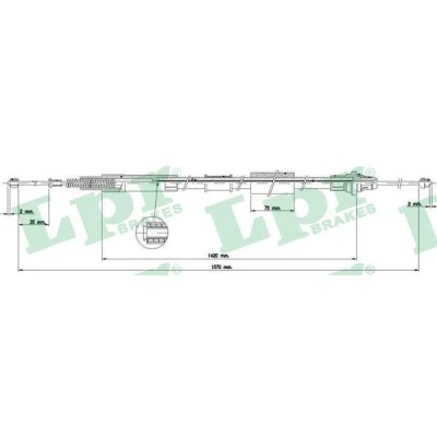 Imagen de LPR C1578B Cable de Freno Mano 1570/1426x2 Discos ROVER: 75