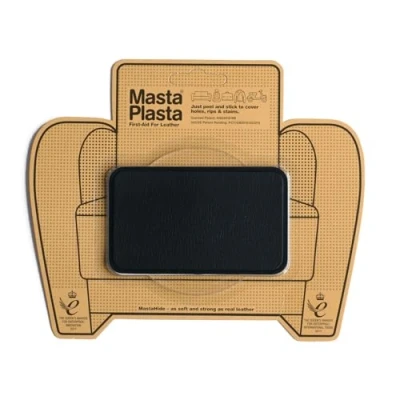 Imagen de MastaPlasta Parche Autoadhesivo Premium para Reparación Instantánea de Cuero y Otros Tejidos. Negro. 10cm x 6cm. Primeros Auxilios sofás, Asientos Coche, Bolsos, Chaquetas
