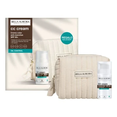 Imagen de BELLA AURORA Pack CC Cream Oil Control SPF50+ 30ml + Neceser Regalo Crema Color Anti Manchas con Alta Protección UVA UVB IR HEV Toque de Natural y Brillo