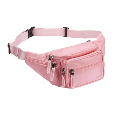 Imagen de ProCase Riñonera Negra para Hombre Mujer, Bolso de Cintura Deportiva al Aire Libre con Cinturón Regulable y Hebilla Rápida Viaje, Senderismo, Correr, Entrenamiento Rosa