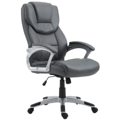 Imagen de CLP Silla De Oficina Texas V2 En Símil Cuero &amp; Base con Ruedas I Ejecutiva Acolchada Mecanismo Balanceo, Color:Gris