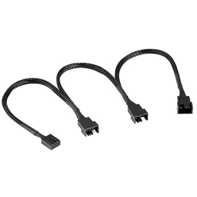Imagen de Poppstar Cable ventilador pc PWM (20 20 20cm, conector hembra de 4 pines a 1x macho (4 pines) y 2x machos (3 para conexión placa base