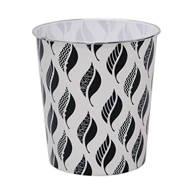 Imagen de JVL Papelera pequeña con Hojas Negras, 24,5 cm x 26,5 Aprox, Pack de 1
