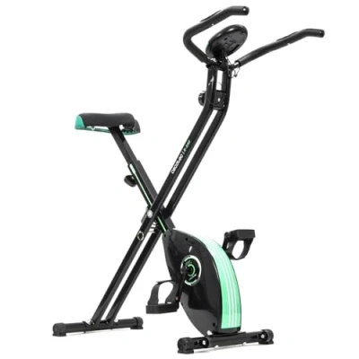 Imagen de Cecotec Bicicleta Estática Plegable con Volante de Inercia 2,5 Kg X Bike. Sistema Silence Fit, Ergonómica, Manillar y Sillín Regulable, Pulsómetro, Pantalla LCD, Ruedas, Peso máximo 100