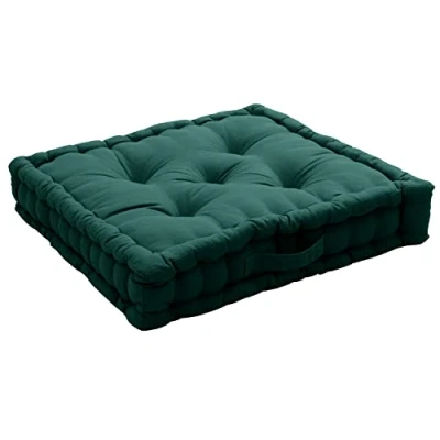 Imagen de Enjoy Home Panama Collection Cojín de Suelo con asa, 100% algodón, Certificado Oeko Tex, 50 x 10 cm, Color Verde Oscuro