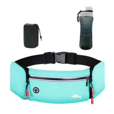 Imagen de Balakaka Riñonera Running Deportiva Hombre Mujer con Botella de Agua, Cinturon Conector para Auriculares, Impermeable Multifuncional Bolso Cintura Portabotellas, Azul Cielo