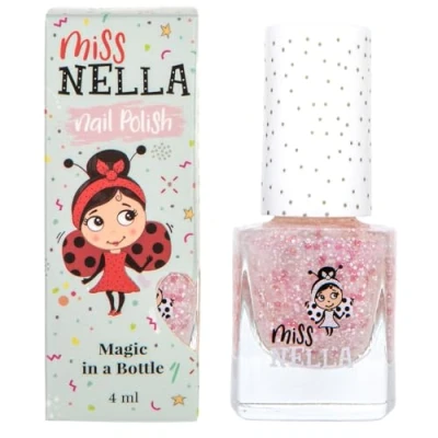 Imagen de Miss Nella Its Happily Ever After Esmalte de uñas especial rosa con brillantina para niños, fórmula despegable, a base agua y sin olor