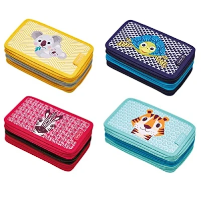 Imagen de herlitz® Estuche Escolar con Tres Compartimentos, Cremallera, Organizador para cosméticos, bolígrafos, Accesorios niños, Adolescentes, Mezcla Robusta, Cada Rozmiar, Mezclar, Jeden