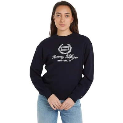 Imagen de Tommy Hilfiger Mujer Sudadera sin Capucha, Azul (Desert Sky), L