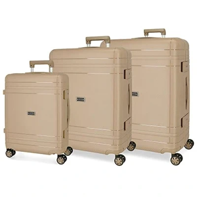 Imagen de Movom Dimension Juego de maletas Beige 55/66/75 cms Rígida Polipropileno Cierre TSA 216L 11,3 kgs 4 Ruedas dobles Equipaje Mano