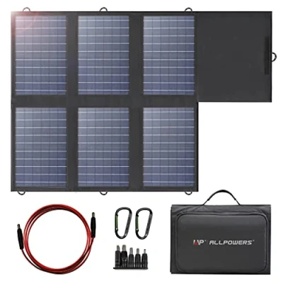 Imagen de ALLPOWERS 100W 18V 12V Solar Panel Monocristalino Célula Placa Portatil Flexible Módulo con Conectador para Coche, Carpa, Cabina, Barco, RV