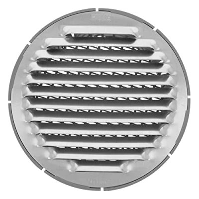 Imagen de Amig Rejilla Redonda de Aluminio con Mosquitera Rejillas Ventilación para Salida Aire Ideal Techo Cocina y Baño Diámetro interior Ø8 cm Color Plata