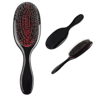 Imagen de VinBee cepillo de pala, para desenredar el cabello, perfecto extensiones, cabello largo, húmedo y seco, grueso rizado, cerdas dobles antiestáticas, peinado suave reducir la rotura,