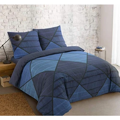 Imagen de VISION Juego de cama HAROLD 100% algod�n 1 funda n�rdica 260x240 cm + 2 fundas almohada 65x65 Azul
