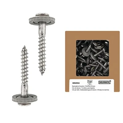 Imagen de HELPMATE Tornillos Spengler 4,5 x 25 mm, 50 unidades, DIN 7995, acero inoxidable A2, PZ2, cabeza lenticular, con disco y EPDM Di, plata, mm