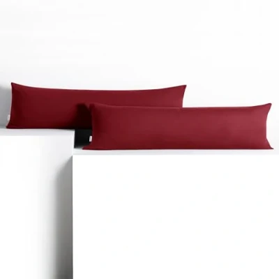 Imagen de DecoKing 2 Fundas de Almohada 20 x 145 cm, algodón, con Cremallera, Color Burdeos y ámbar