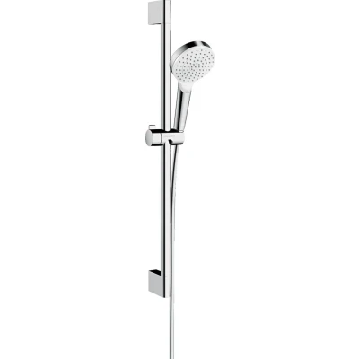 Imagen de Hansgrohe 26554400 Crometta Green Ducha, 6 l/min, con Barra 65 cm, Blanco/Cromo, 0.65m set