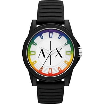 Imagen de Armani Exchange Reloj Hombre Quartz/3 Movimiento de las manecillas 44mm caja con correa silicona AX2531, Negro y espectro