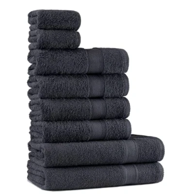 Imagen de Tuiste Juego de Toallas Gris Antracita 8 Piezas, 2 Baño (70x140) + 4 Manos (50x90) para la Cara (30x50), Súper Suave y Altamente Absorbente, Lujosas 100% algodón