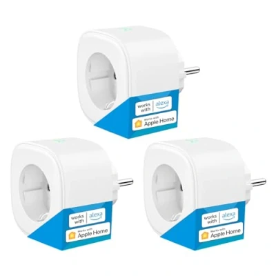 Imagen de Meross Enchufe Inteligente WiFi 16A 3840W, Control Remoto por App, de Voz, Compatible con Apple HomeKit, Alexa, Google Home y SmartThings, 3 Unidades