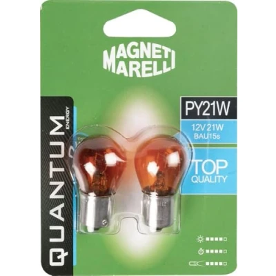 Imagen de Magneti Marelli 070.0000009496 PY21W Par de bombillas para coche, color naranja, 12 V, 21 W, casquillo BAU15s