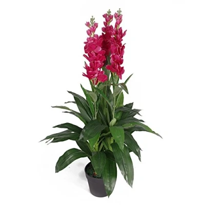 Imagen de Leaf Planta de orquídea Artificial 100 cm, Extra Grande en Maceta plástico Negro, Rosa Oscuro