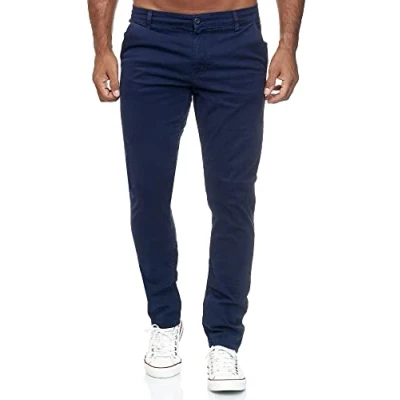Imagen de Tazzio pantalones chinos para hombre, corte entallado, chinos, de tela, elásticos, 19530, azul marino, 38W x 30L