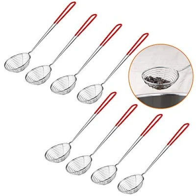 Imagen de Heqishun 8 Piezas Espumadera Alambre de Acero Inoxidable, Colador para Freír Alimentos, Malla Fina Olla Caliente 27 x 6.5 cm