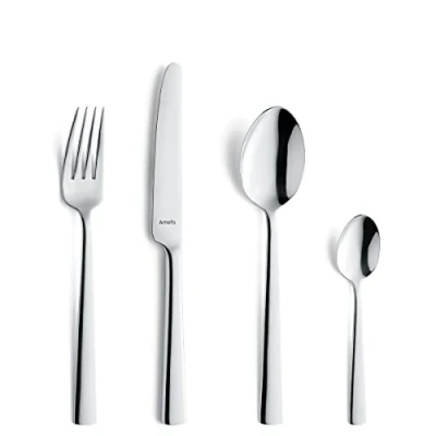 Imagen de Amefa MODERNO, juego de cubiertos (4x cuchillos, tenedores, cucharas y café) Acero inoxidable 18/10 pulido resistente al óxido apto para lavavajillas con bandeja