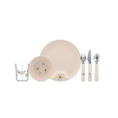 Imagen de Mepal Juego de vajilla para niños 6 piezas Mio Incluye plato, cuenco, taza y cubiertos Apto lavavajillas Sunshine &amp; Rainbow