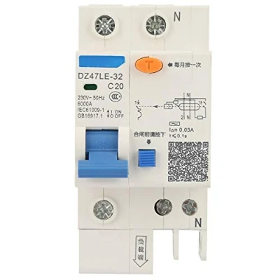 Imagen de DZ47LE 32 Interruptor automático,16A 20A 230V Disyuntor de Protección Fuga a tierra Sobrecarga seguridad contra cortocircuitos(20A)