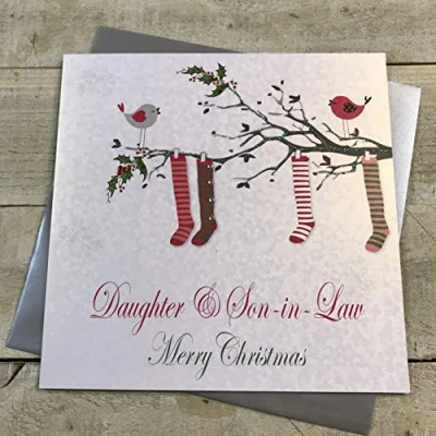 Imagen de White Cotton Cards Tarjeta de cumpleaños para Gendre Hecha a Mano y BRU, diseño Calcetines Suspendidas