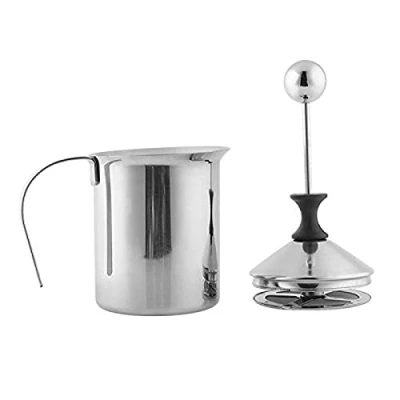 Imagen de Lychee Acero inoxidable 400 ml de leche vaporizador Cappuccino Café Frother Bomba Doble Espuma