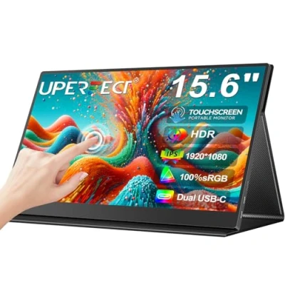 Imagen de UPERFECT Monitor Portátil Táctil 15.6 Pulgadas Pantalla Móvil Externa IPS 1080P FHD Portable de Viaje con Mini HDMI para Laptop/PC/Teléfono/Game Console, Soporte VESA