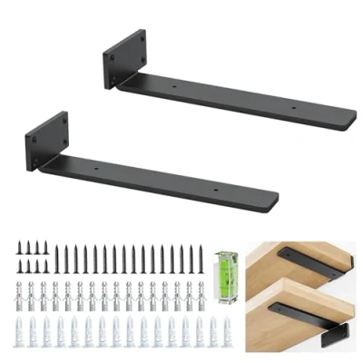 Imagen de Soporte Estanteria Pared Soportes Para Estantes Flotantes Resistentes De 5 Mm Espesor Metal Estante RÚstico Paquete 2 (Longitud: 25 Cm/10 Pulgadas)