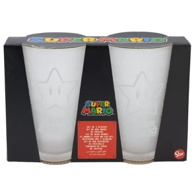 Imagen de SET DE 2 VASOS CRISTAL 490 ML. SUPER MARIO