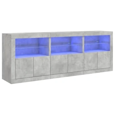 Imagen de vidaXL Aparador con Luces LED Gris hormigón 181,5x37x67 cm