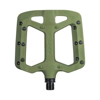 Imagen de Funn Taipan Pedales de Bicicleta en termoplástico Reforzado con Fibra Vidrio Ejes CrMo 9/16 Pulgadas y Pernos amigables para Las espinillas (Verde Oliva)