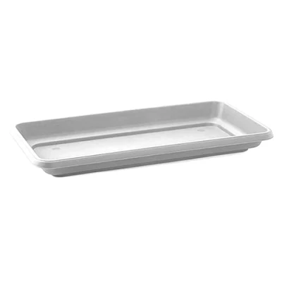 Imagen de Tradineur Plato Jardinera de 100 cm Macetero, Maceta para Plantas y Flores Rectangular Fabricado en Plástico 7 x 96,5 41,5 Color Blanco